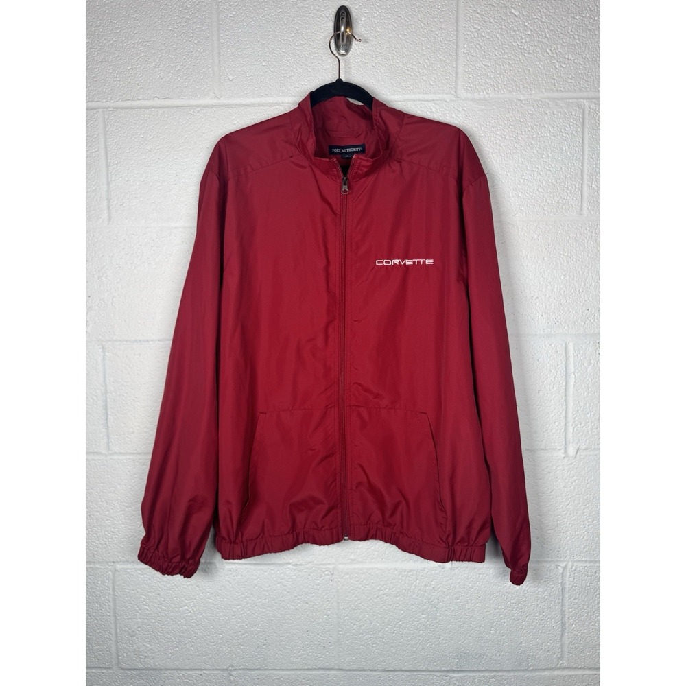 Corvette Jacket Red Port Authority Men's Large Windbreaker Zip Up Embroidered
